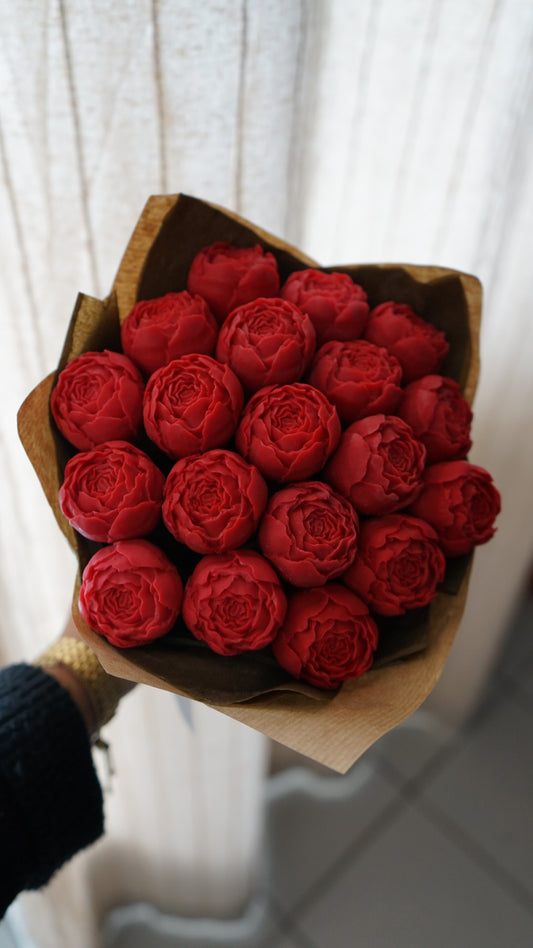 Bouquet pivoines rouges