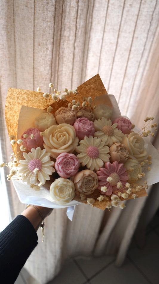 Bouquet rose et beige